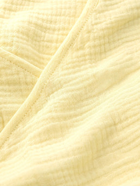 Solid Yellow Muslin Jhabla Set