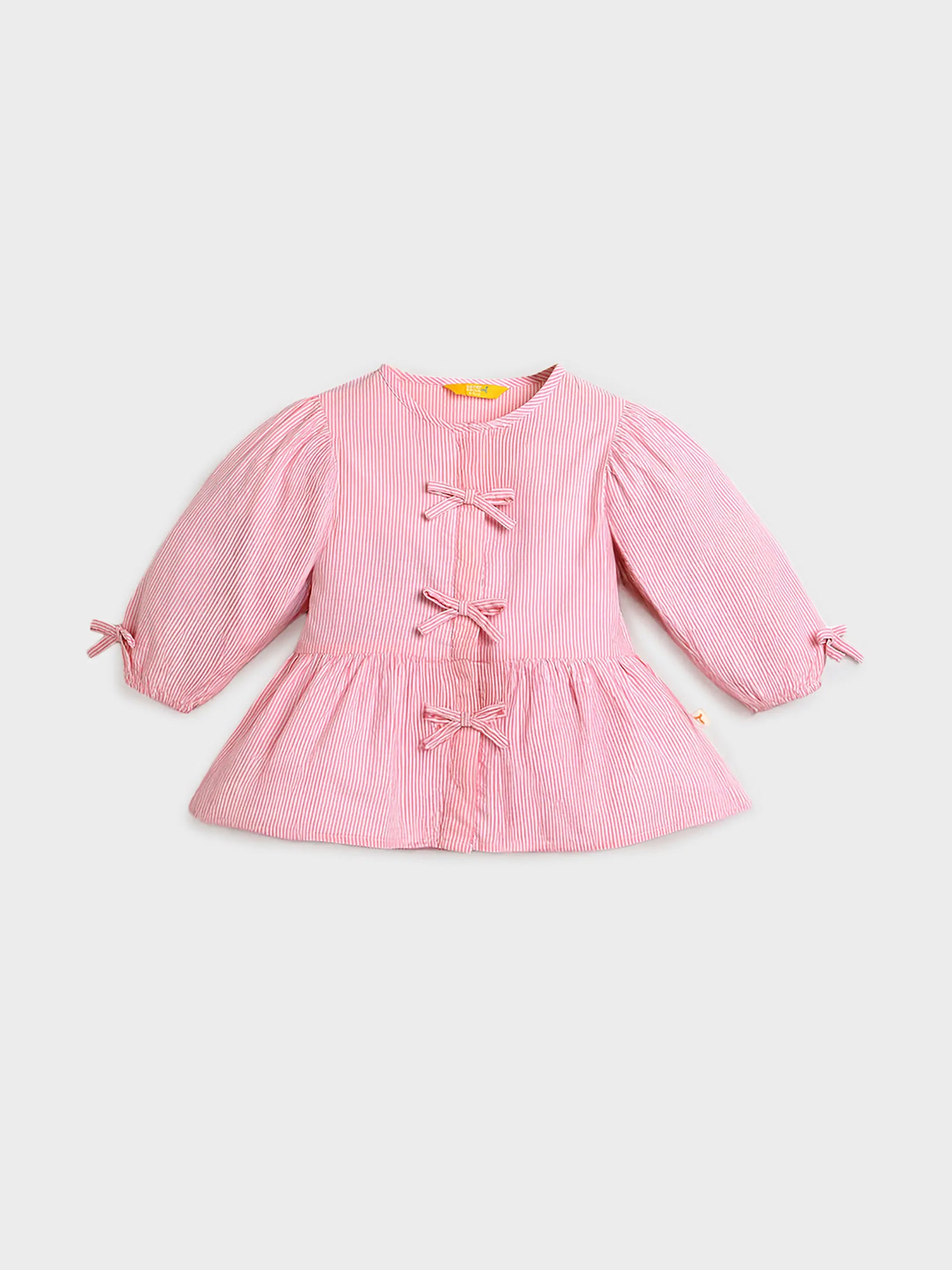 Bow Detail Top & Scallop Denim Set