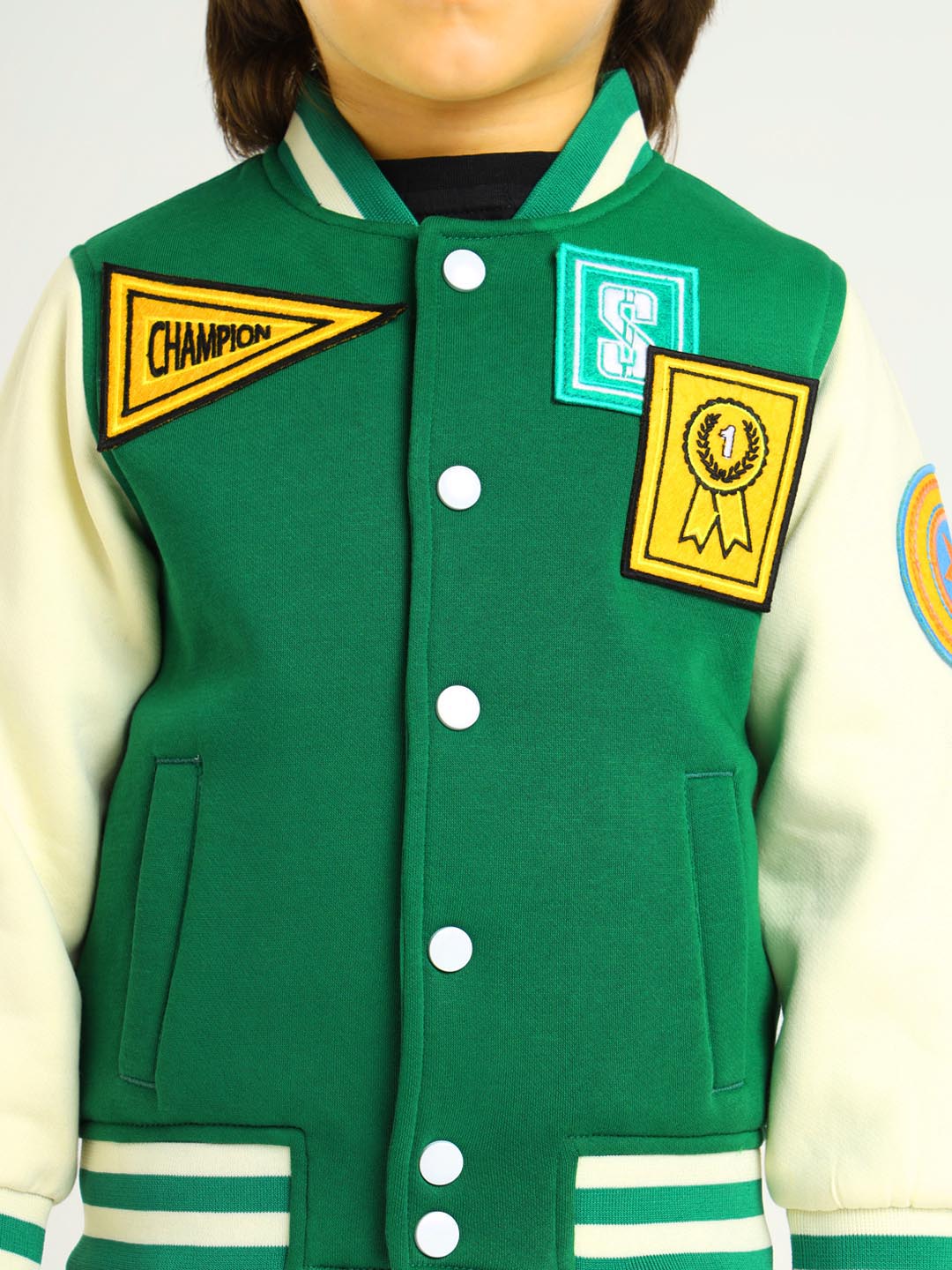 Green Champion Embroidered Varsity Jacket