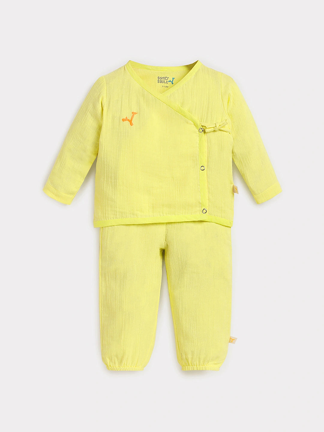 Yellow Wrap Around Cotton Jhabla Set