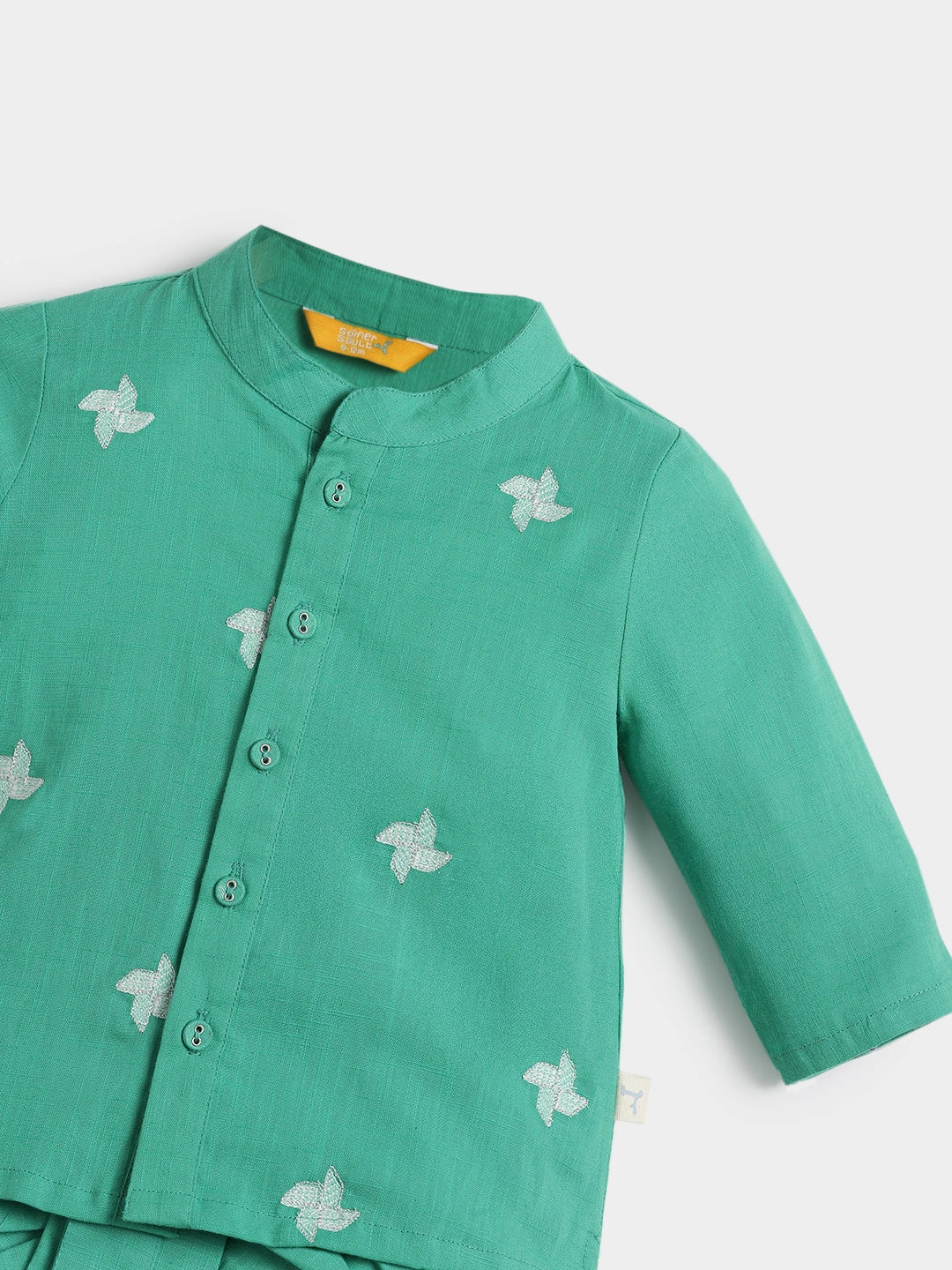 Green Embroidered Kurta Dhoti Set