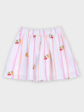 Cherry Print Pastel Stripe Skirt