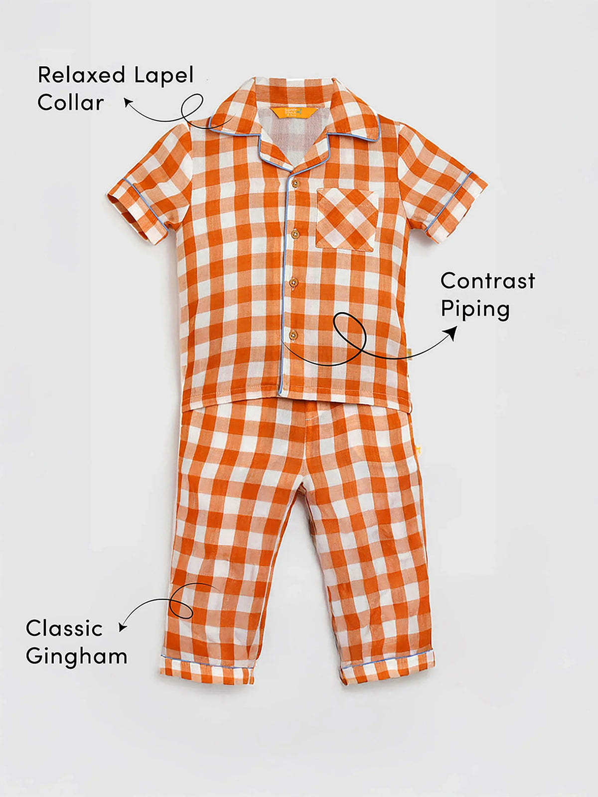 Gingham Cotton Shirt & Pant Set