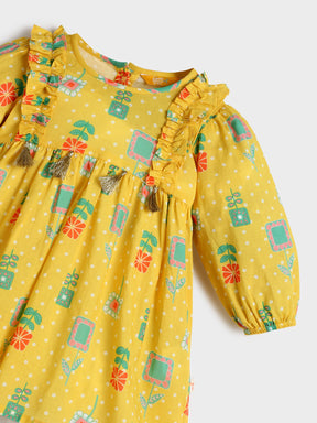 Yellow Bandhani Top and Bottom Set