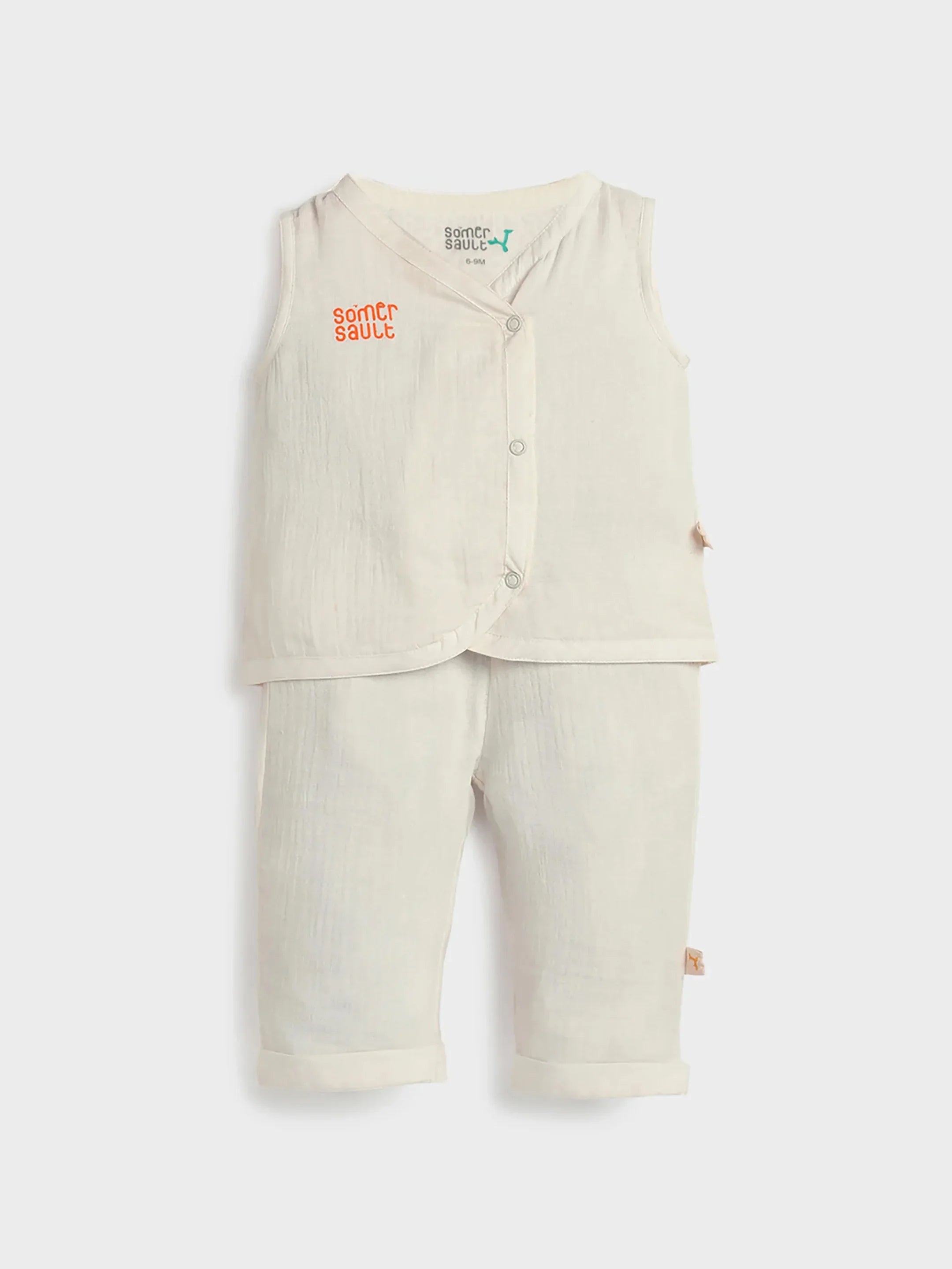 Muslin Jhabla Sleeveless Set