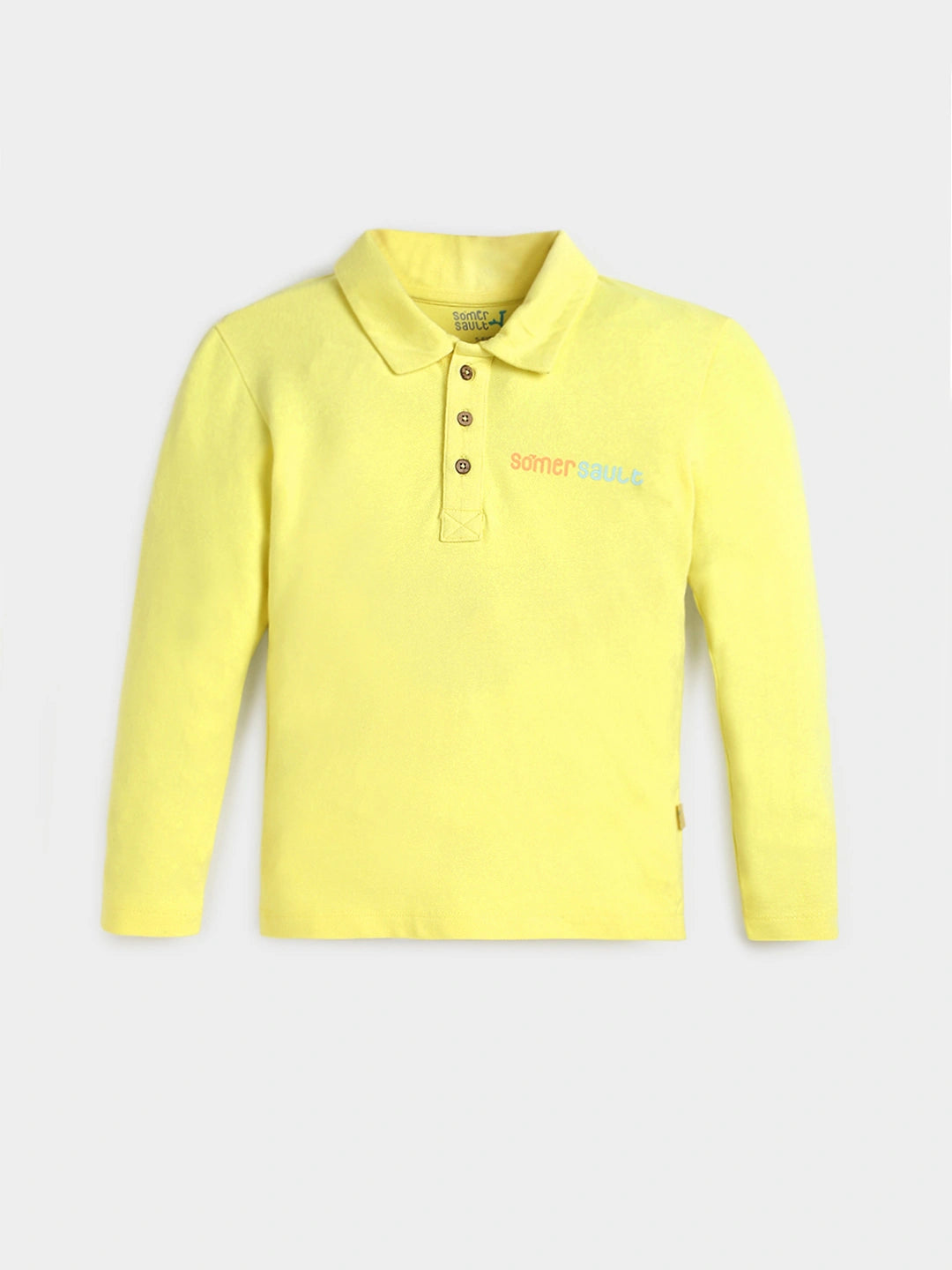 Solid Yellow Full Sleeves Polo T-shirt