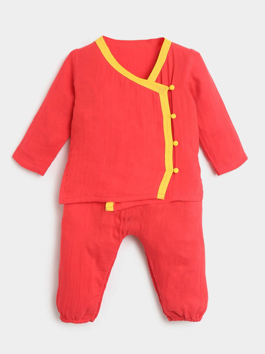 Red Hibiscus Kurta Set- Newborn