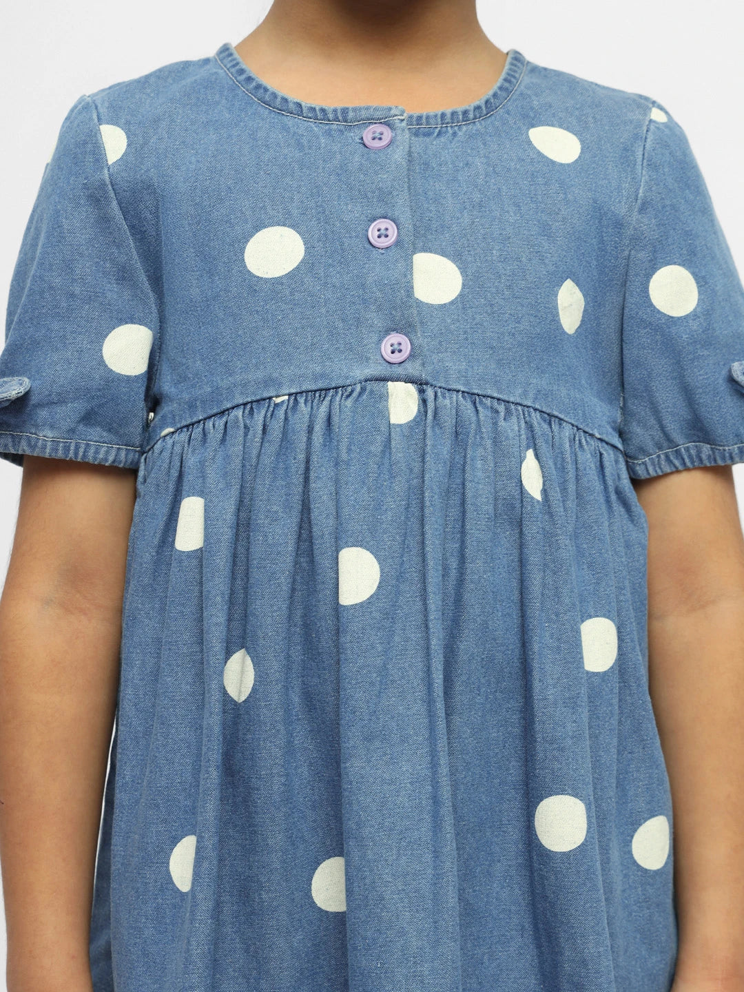 Bubbles Cotton A-Line Denim Dress