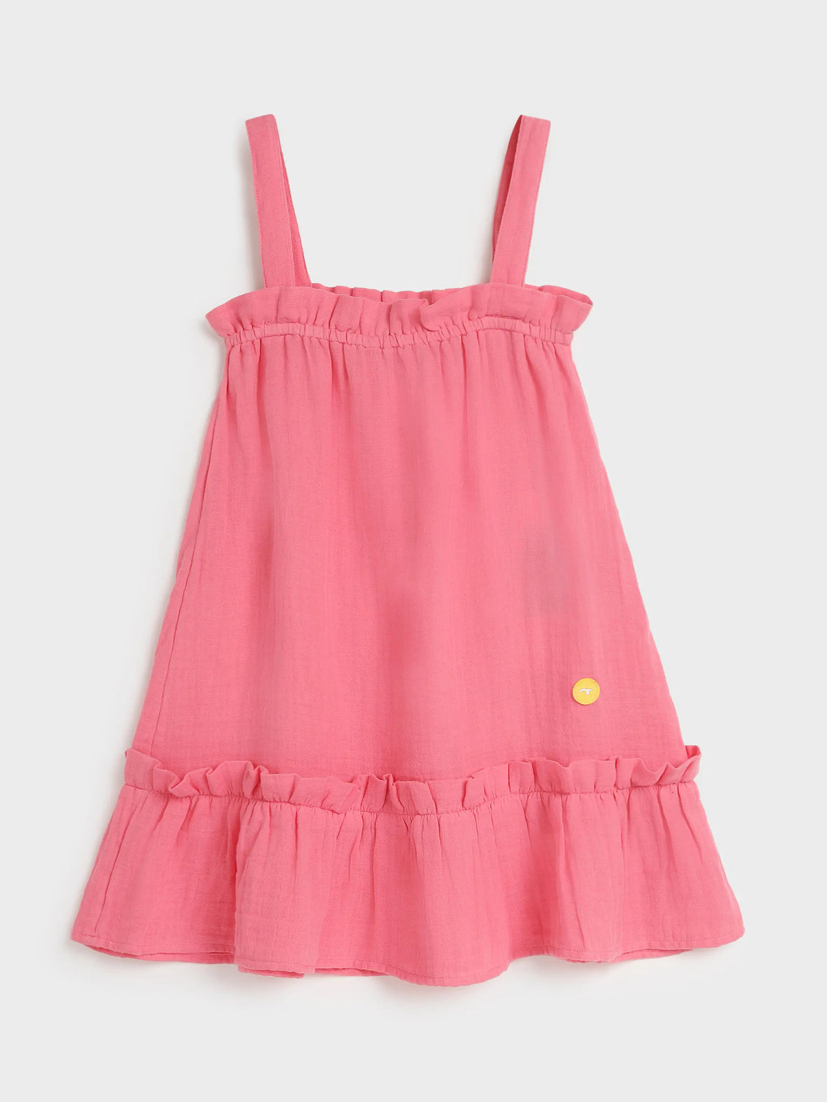 Girls’ Coral Strap Ruffle Hem Dress
