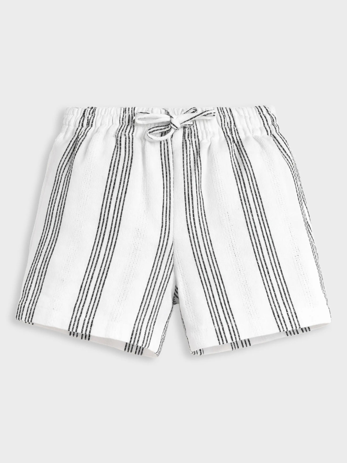 White Grey Striped Shorts