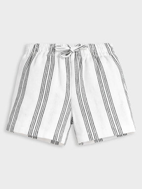 White Grey Striped Shorts