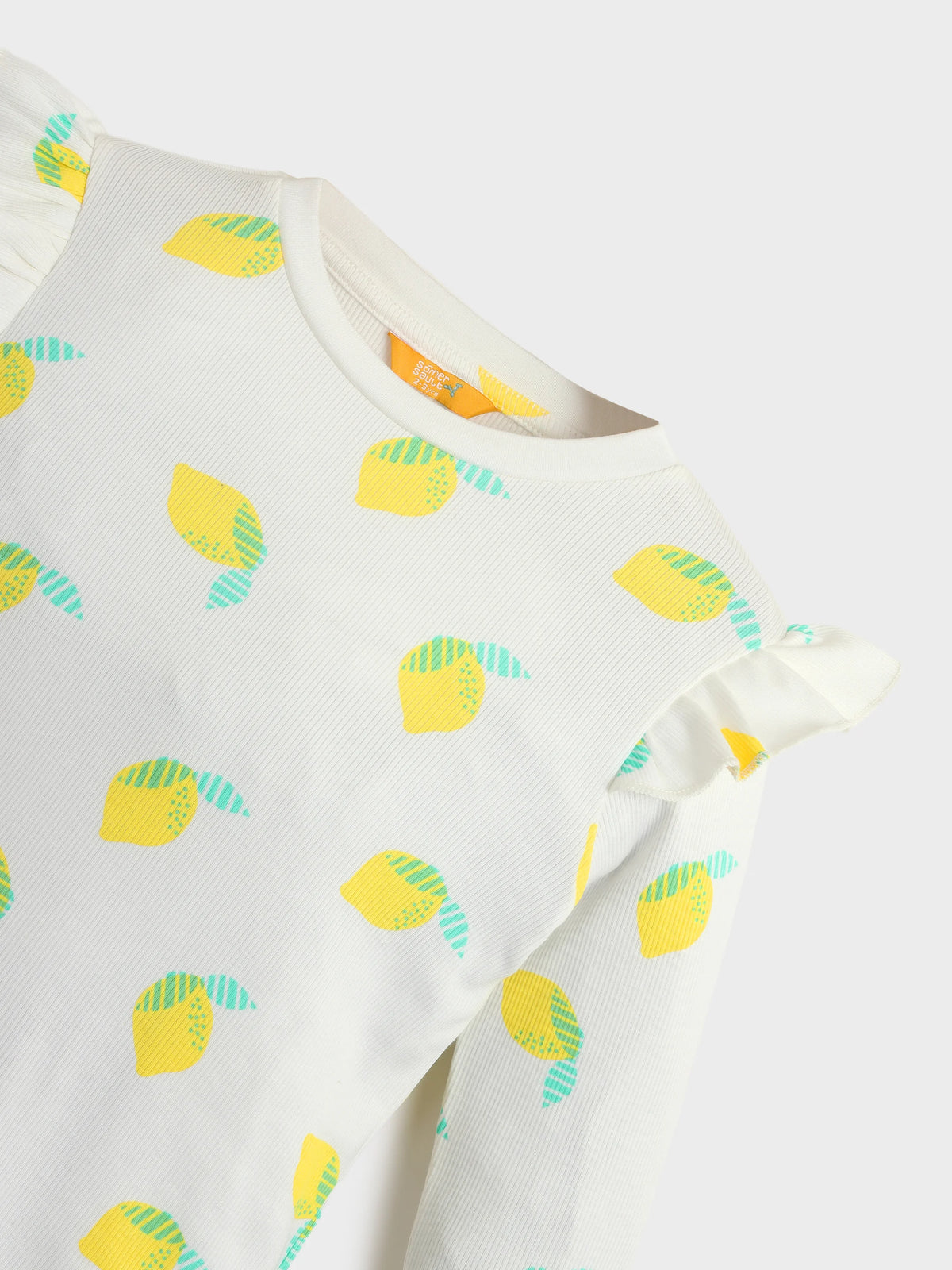 Girls Lemon Print Top & Denim Set