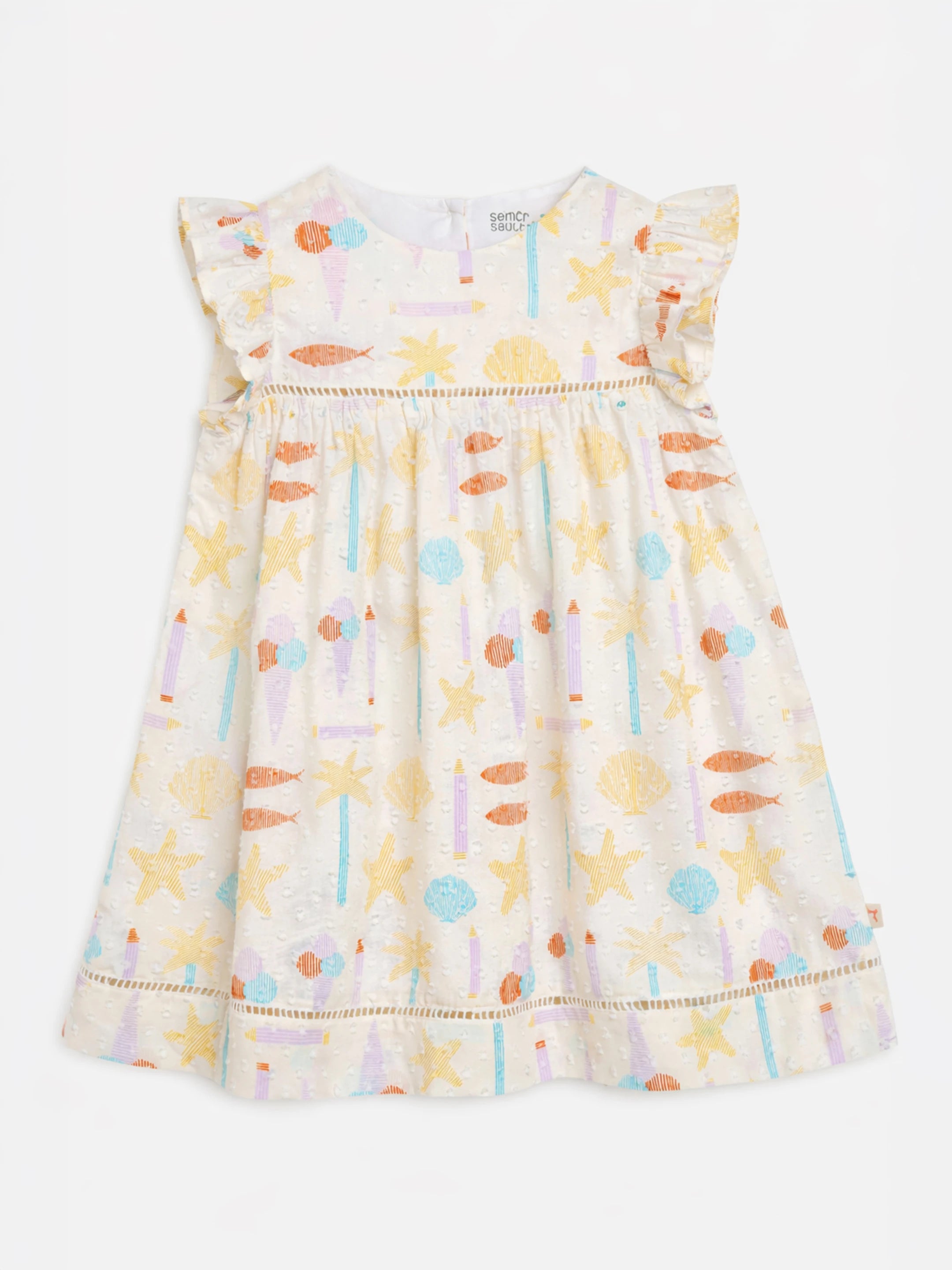 Printed Ruffle Sleeves Dress