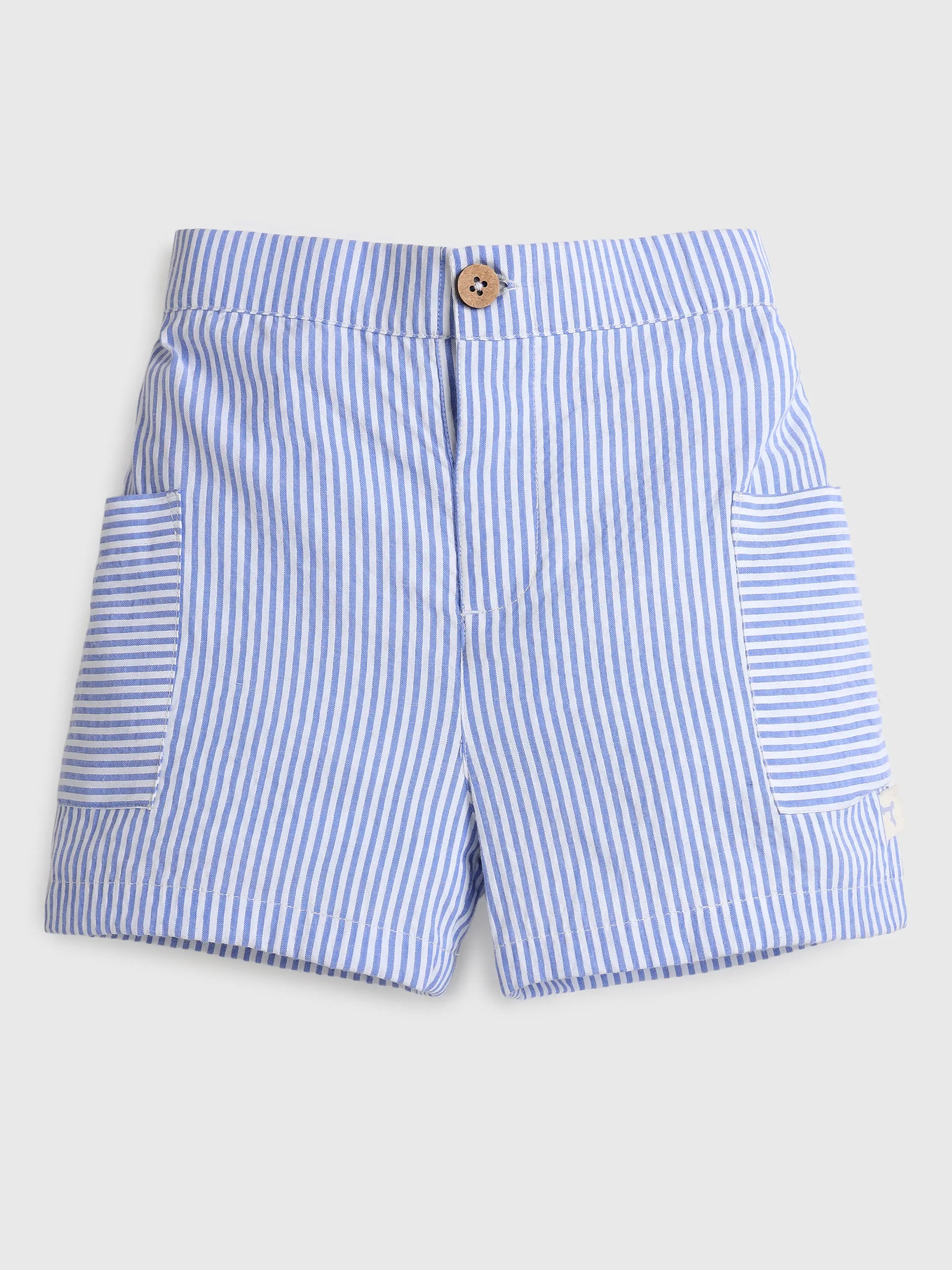 Sky Striped Cotton Shorts