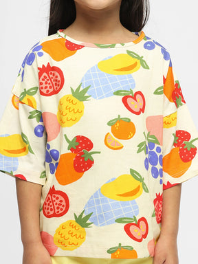 Fruity Fun Drop Shoulder Cotton Top