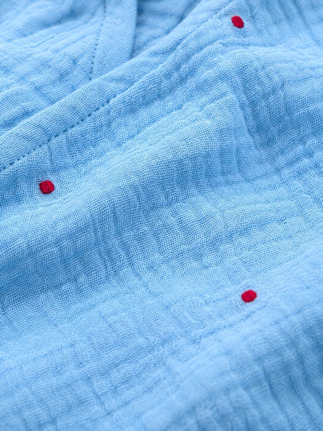 Embroidered Blue Muslin Jhabla Set