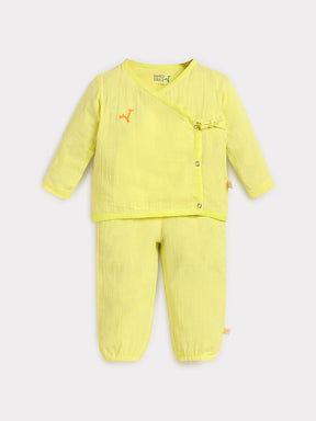 Yellow Wrap Around Cotton Jhabla Set