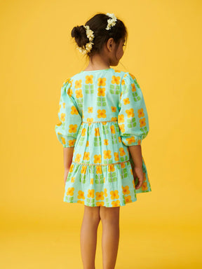 Gulbahaar Tiered Wrap Dress - Green Somersault