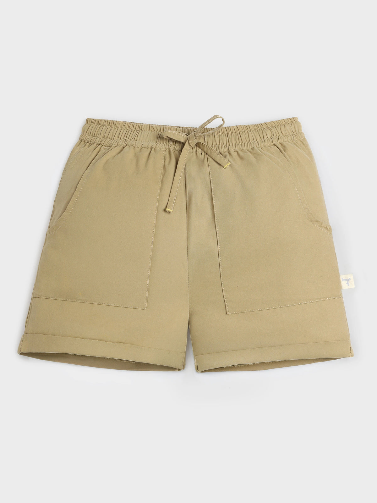 Khaki Cotton Drawstring Shorts