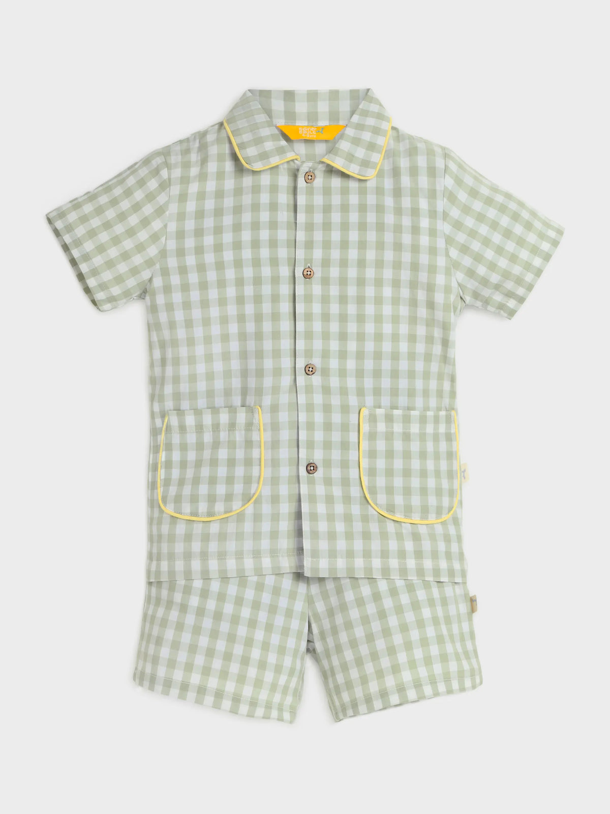 Checkered Green Shirt & Shorts Set