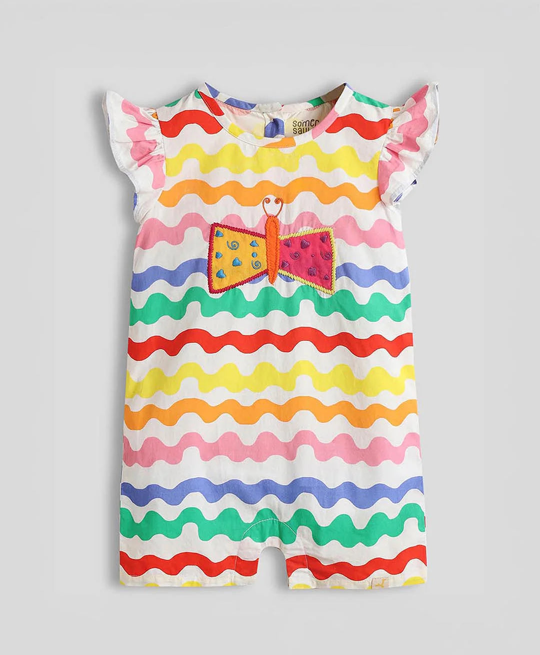 Little Butterfly Embroidered Cotton Romper