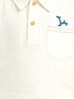 Cloudy Crinkled Cotton Shirt & Shorts Set