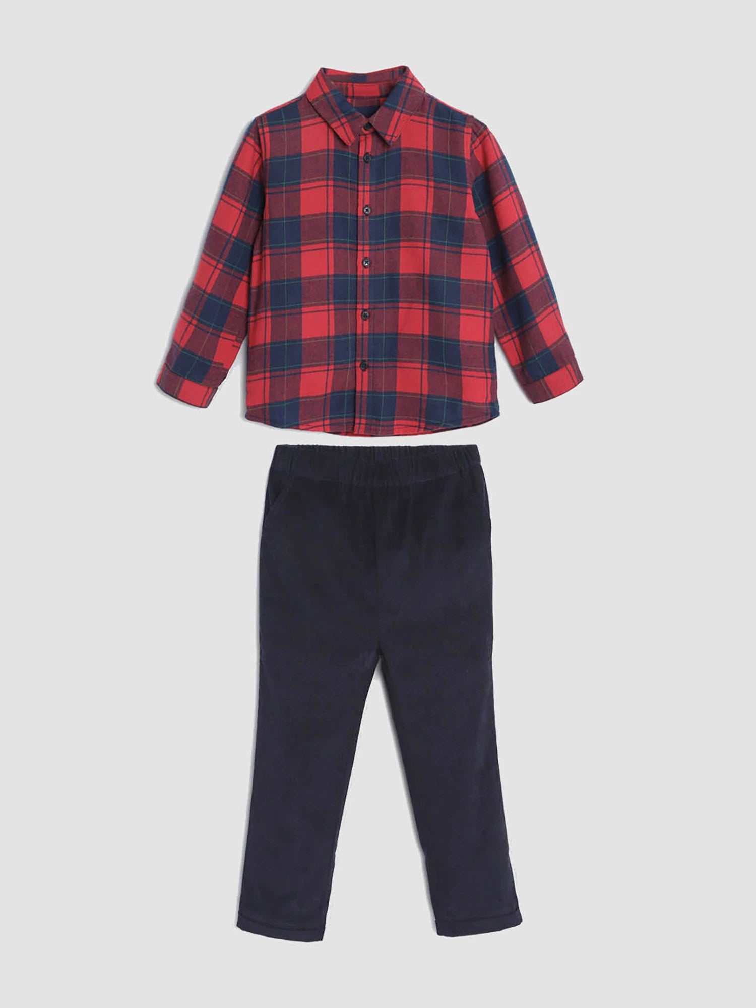 Red Checks Shirt and Pants Set