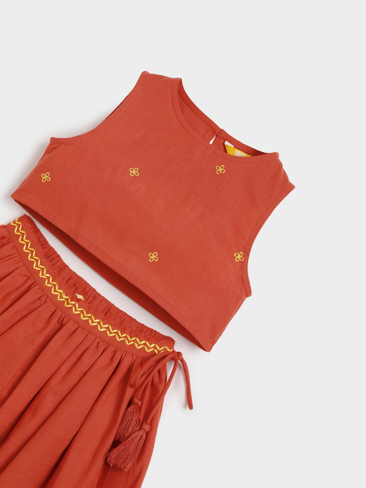 Red Embroidered Skirt Top Dupatta Set