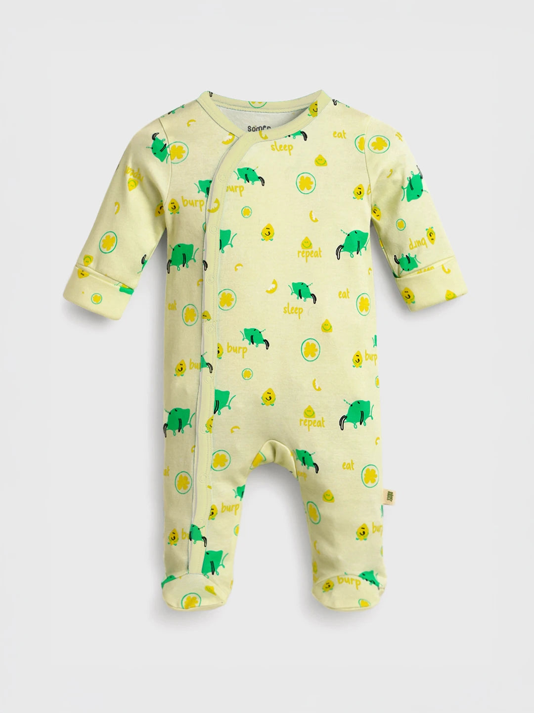 Burp Sleep Repeat Footed Cotton Sleepsuit