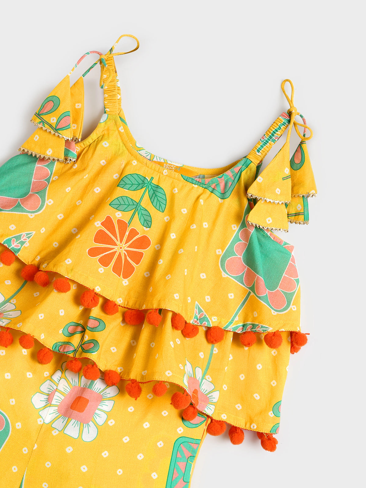 Yellow Bandhani Print Pant Top Set