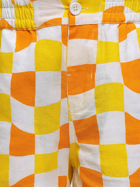 Citrus Checked Cotton Shorts