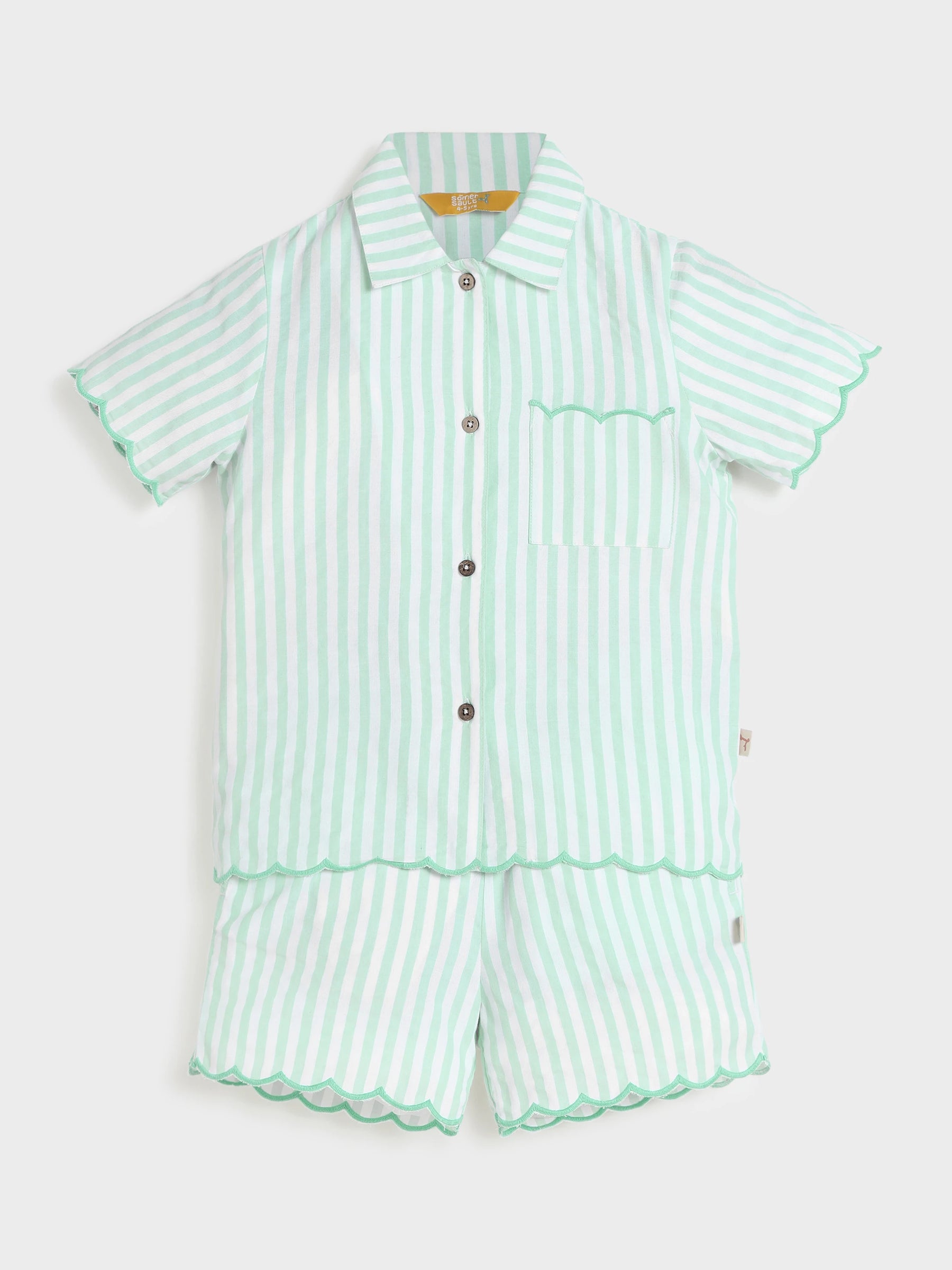 Mint Stripe Scallop Co-ord Set