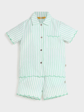 Mint Stripe Scallop Co-ord Set