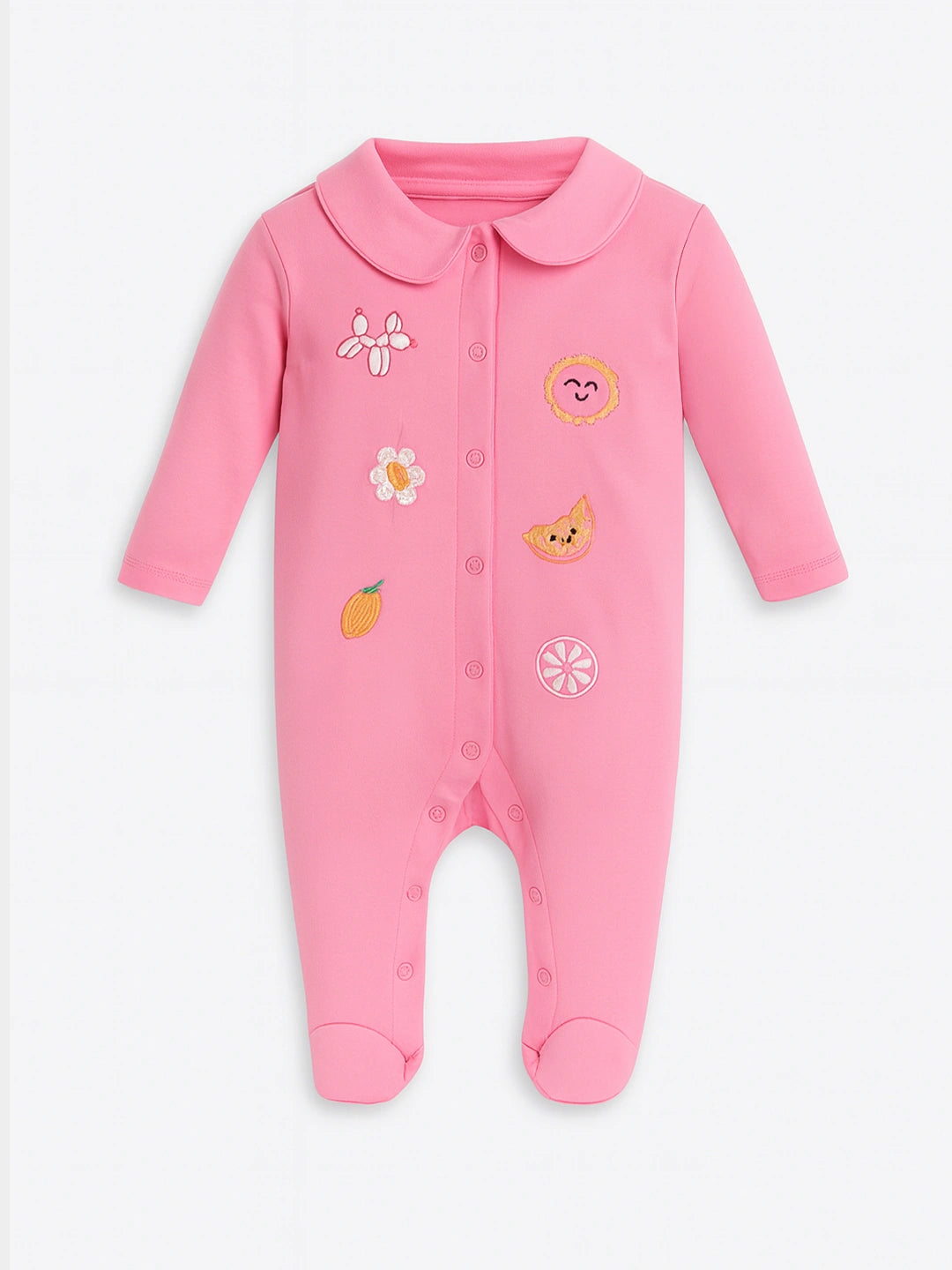Blush Sniggle Embroidered Sleepsuit
