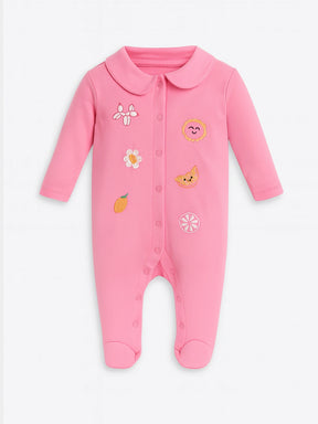Blush Sniggle Embroidered Sleepsuit