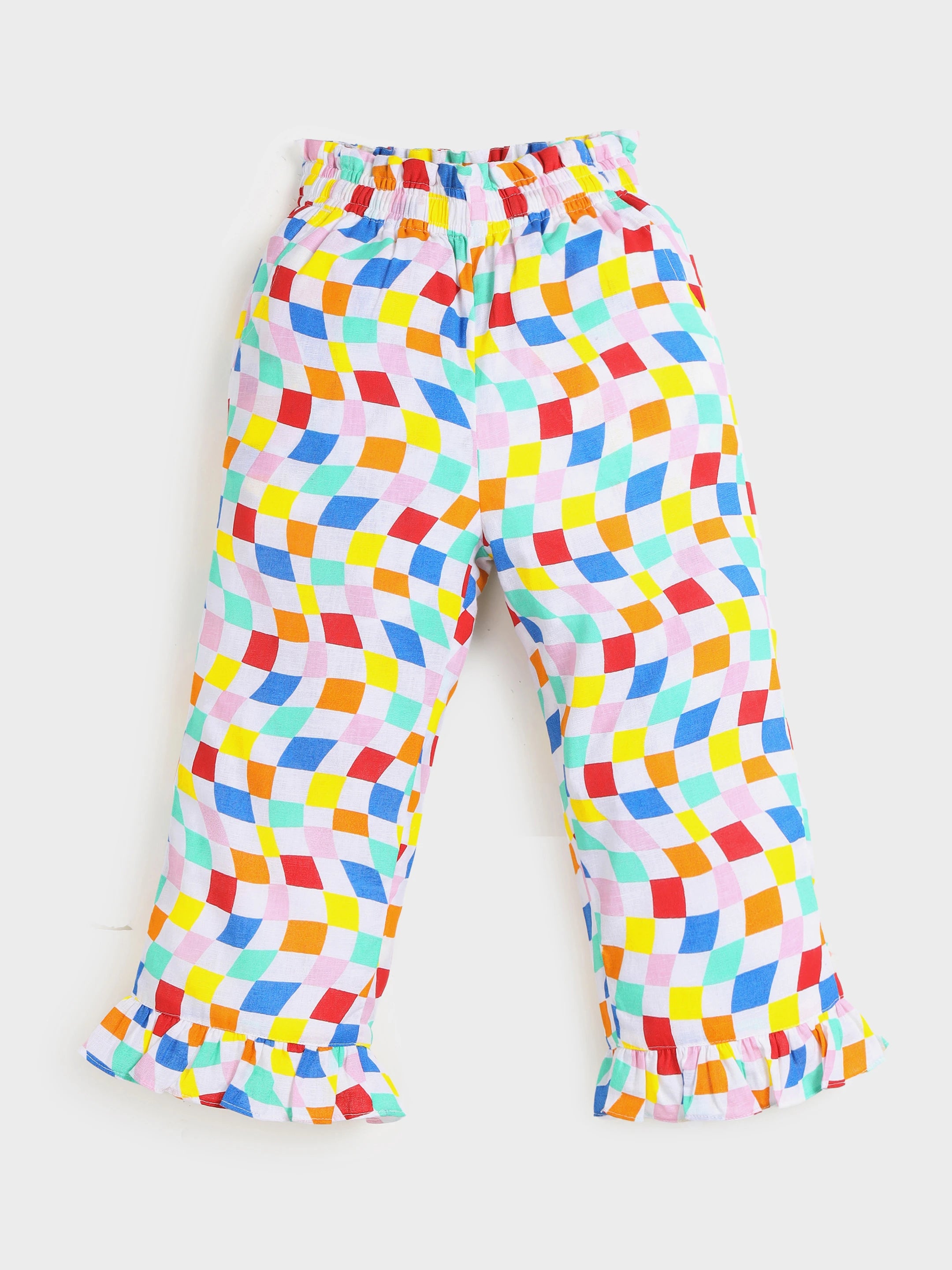 Checkered Ruffle Pants