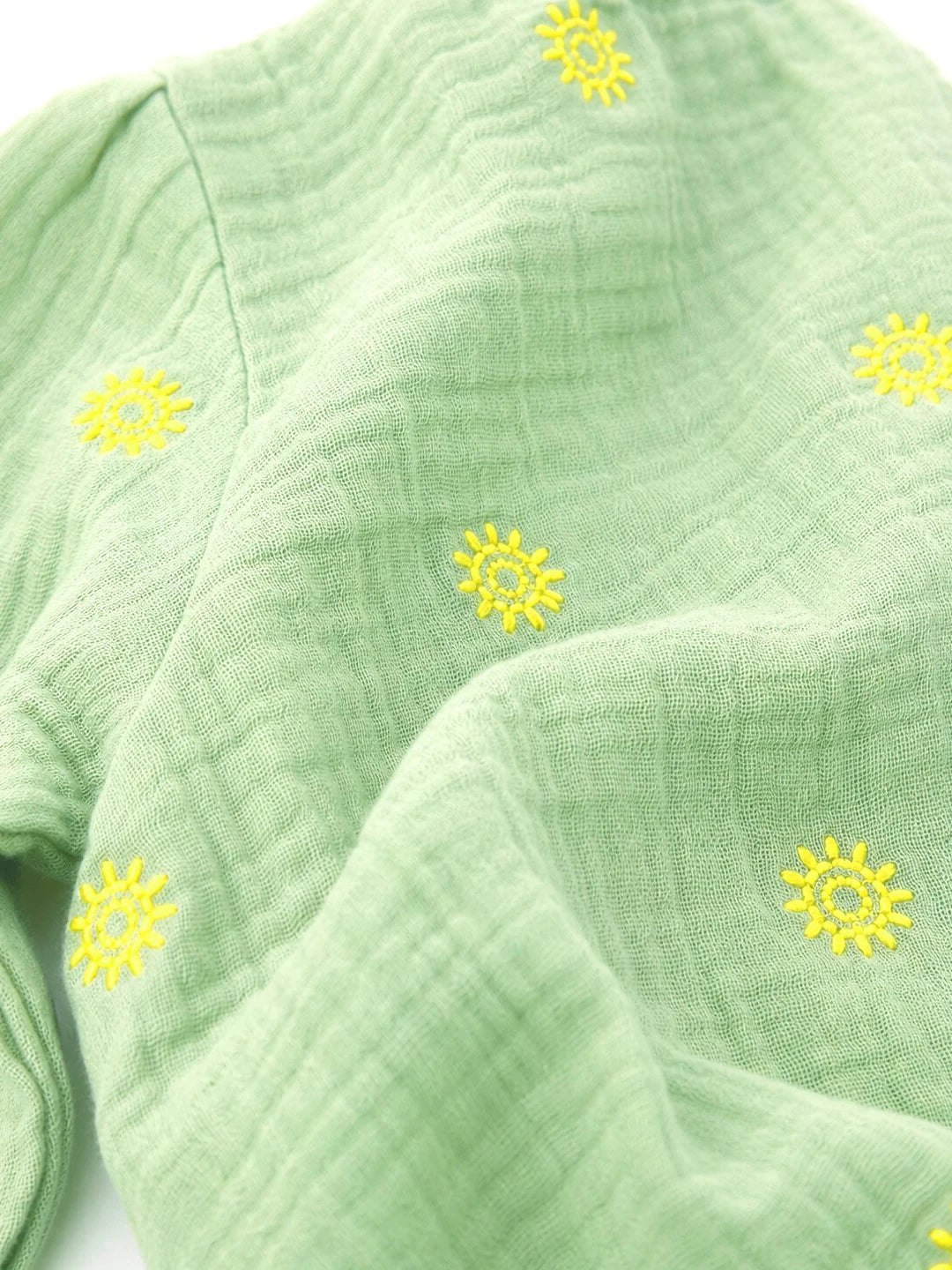 Embroidered Green Muslin Jhabla Set