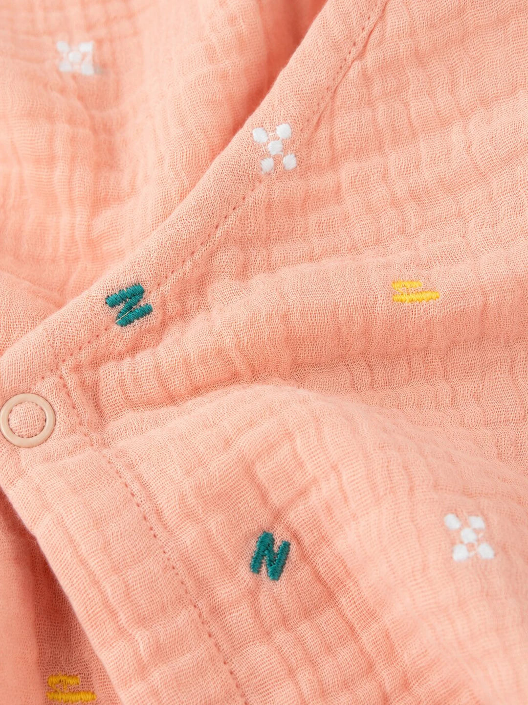 Embroidered Peach Muslin Jhabla Set