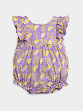 Zesty Lemon Printed Cotton Romper