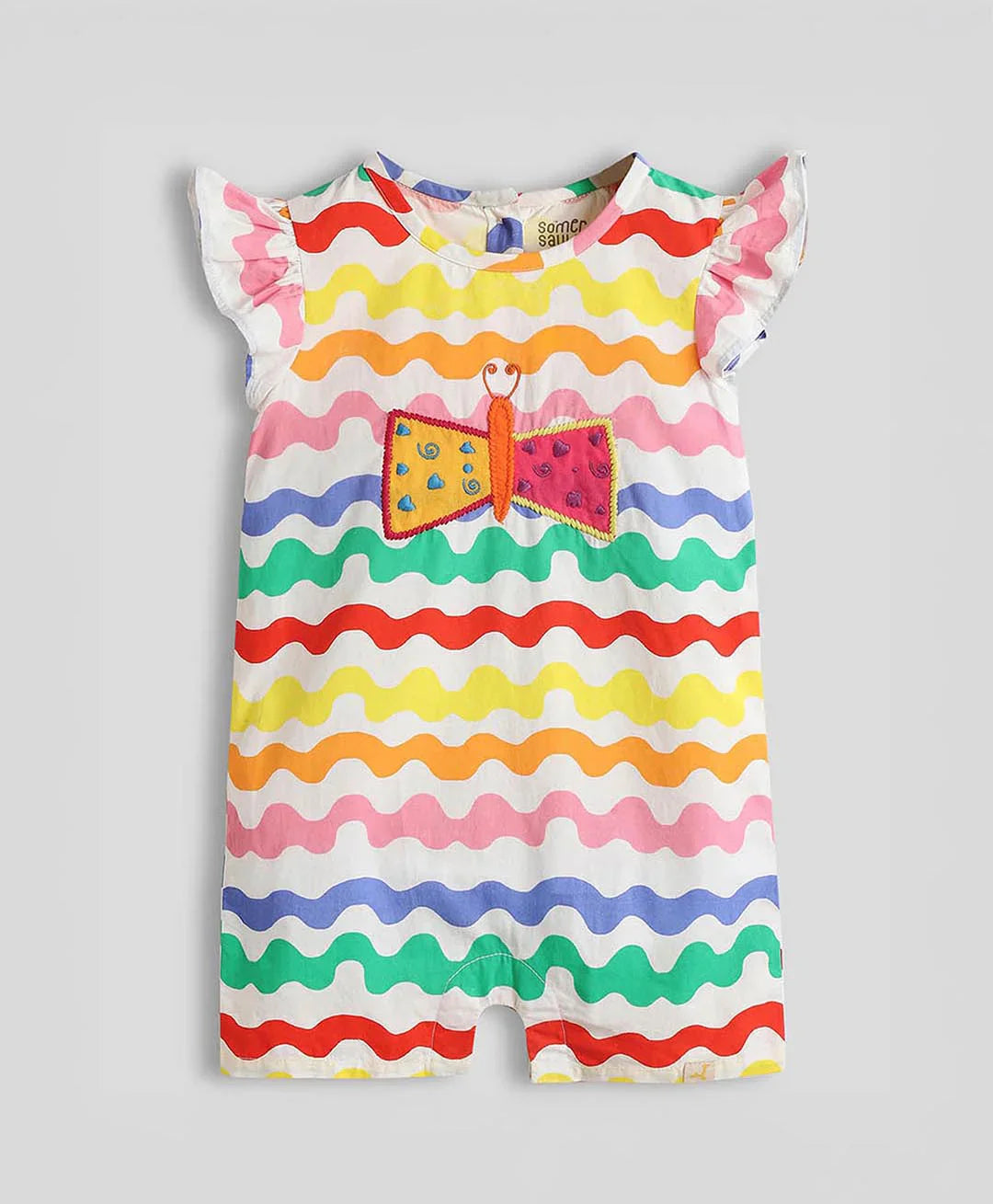 Little Butterfly Embroidered Cotton Romper