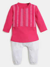 Pink Hibiscus Kurta Set- Newborn