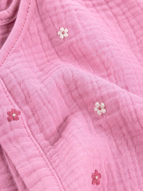 Embroidered Pink Muslin Jhabla Set