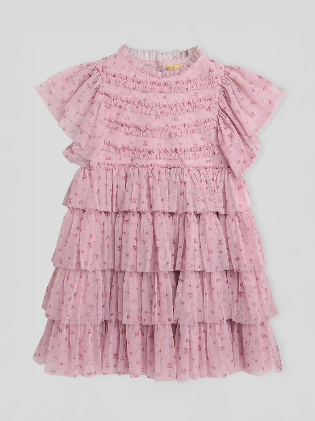 Printed Tulle Flounce Dress