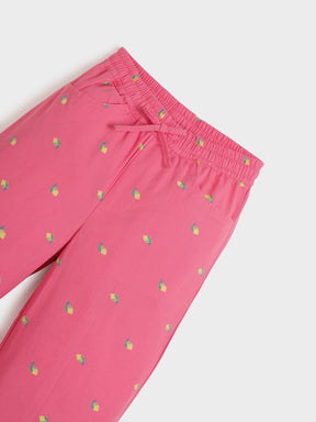 Pink Printed Cotton Pants