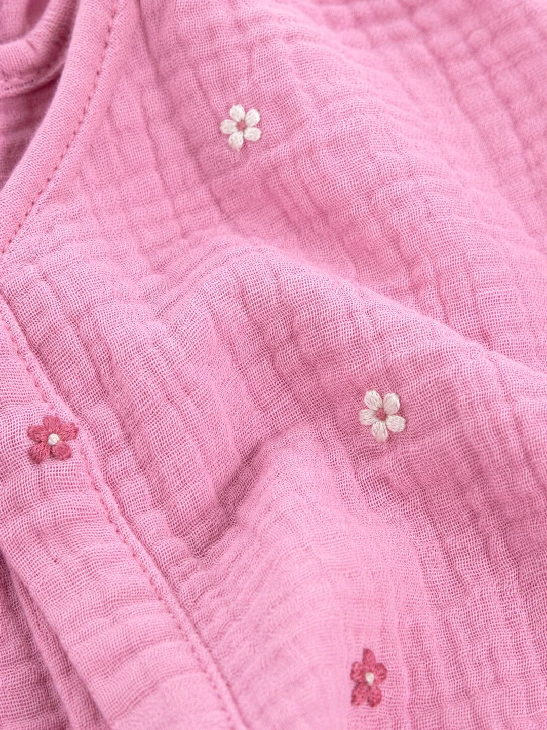 Embroidered Pink Muslin Jhabla Set
