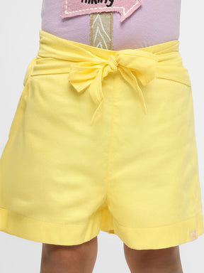 Lemon Knot Cotton Shorts