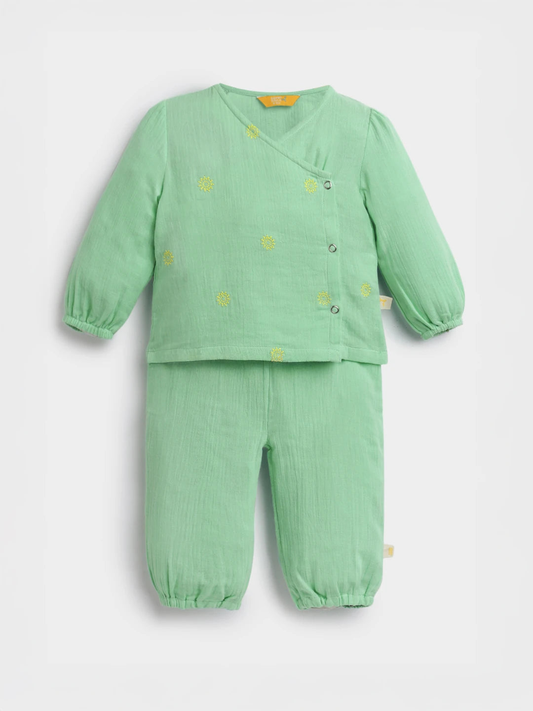 Minty Wraparound Cotton Jhabla Set