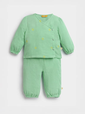 Minty Wrap Around Cotton Jhabla Set