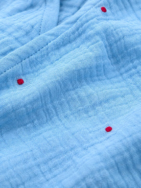 Embroidered Blue Muslin Jhabla Set