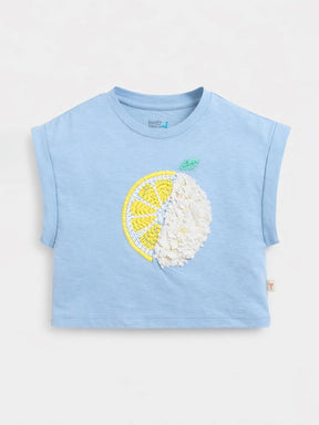 Lemon Applique Sleeveless Top & Denim Set